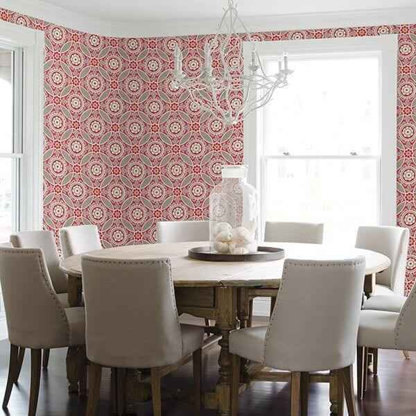 maya-pink-medallion-wallpaper-york-wallcoverings-2744-24113 - York Wallcoverings Wallpaper