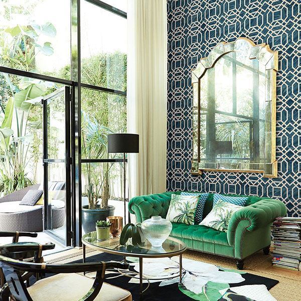 daphne-blue-trellis-wallpaper-york-wallcoverings-2763-24222 - York Wallcoverings Wallpaper