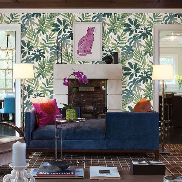 nocturnum-white-leaf-wallpaper-york-wallcoverings-2763-24200 - York Wallcoverings Wallpaper