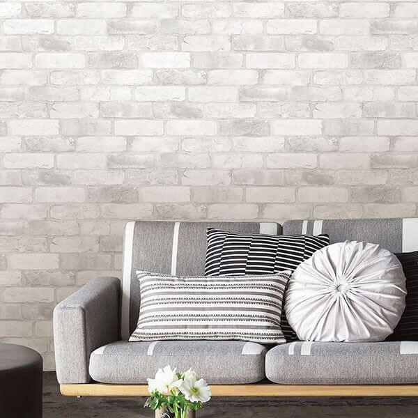 loft-white-brick-peel-stick-wallpaper-york-wallcoverings-nu2218 - York Wallcoverings Wallpaper