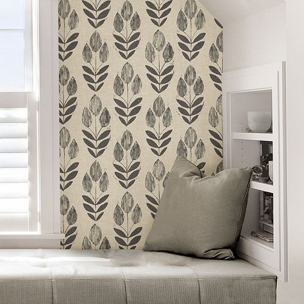 folk-tulip-peel-stick-wallpaper-york-wallcoverings-nus2459 - York Wallcoverings Wallpaper
