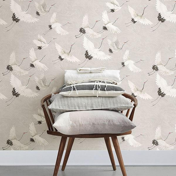 windsong-grey-crane-wallpaper-york-wallcoverings-2764-24304 - York Wallcoverings Papel pintado