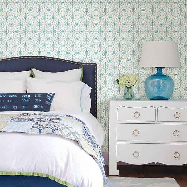 Orion Turquoise Geometric Wallpaper - York Wallcoverings - 2764-24311 - York Wallcoverings Wallpaper