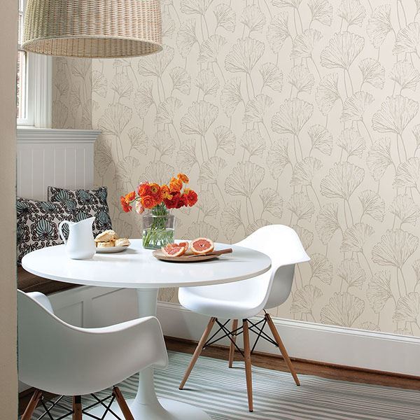 reverie-silver-ginkgo-wallpaper-york-wallcoverings-2764-24315 - York Wallcoverings Wallpaper