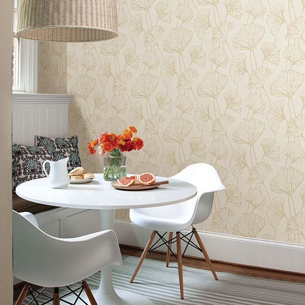 reverie-gold-ginkgo-wallpaper-york-wallcoverings-2764-24316 - York Wallcoverings Wallpaper