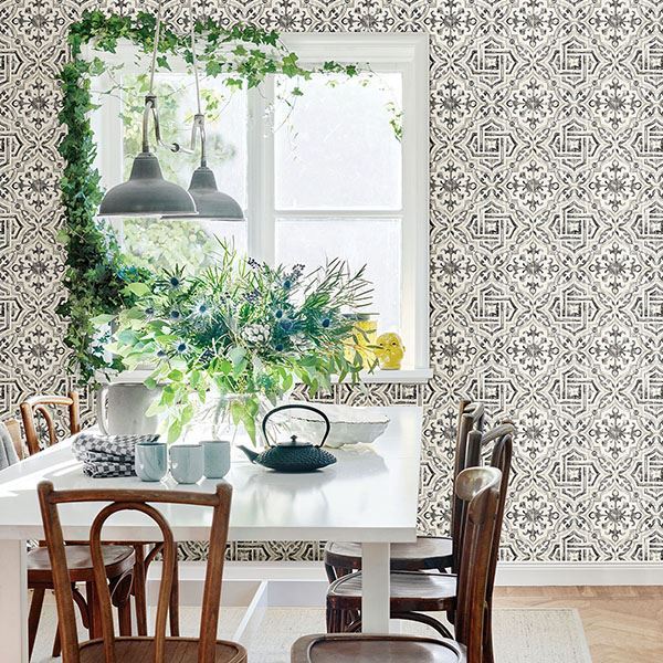 sonoma-black-spanish-tile-wallpaper-york-wallcoverings-3117-12331 - York Wallcoverings Wallpaper