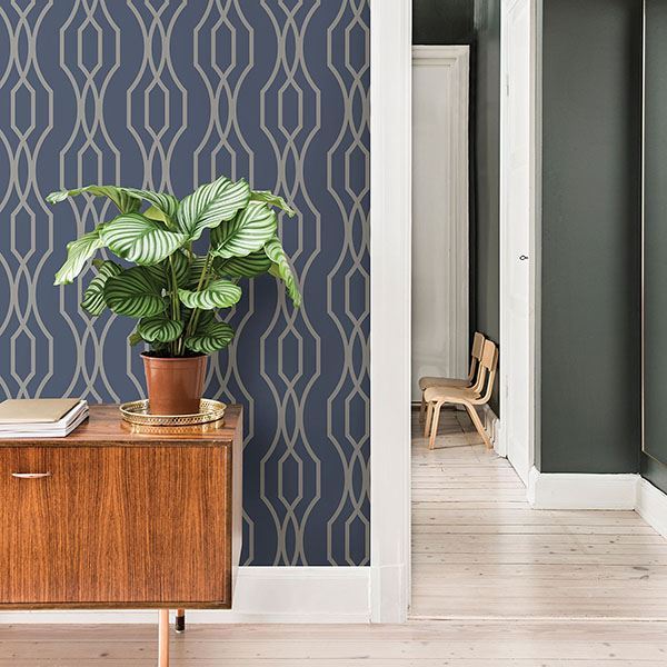 coventry-blue-trellis-wallpaper-york-wallcoverings-2782-24515 - York Wallcoverings Wallpaper