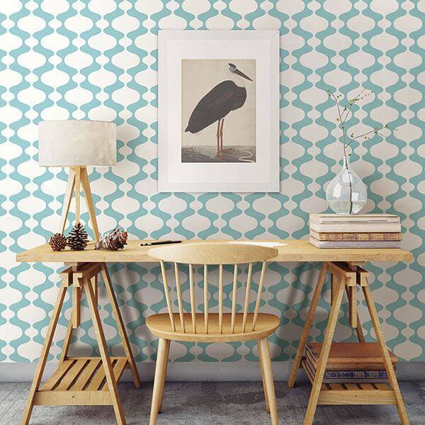 ashbury-turquoise-retro-wallpaper-york-wallcoverings-2782-24543 - York Wallcoverings Wallpaper