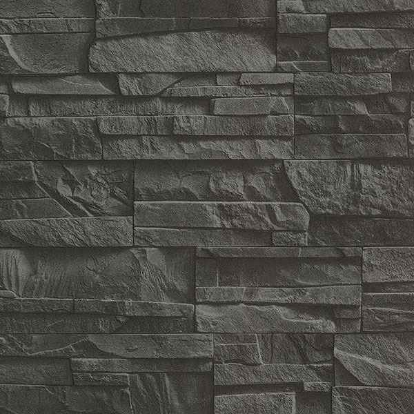 Collegiate Charcoal Stacked Slate Wallpaper - York Wallcoverings - 2774-475036