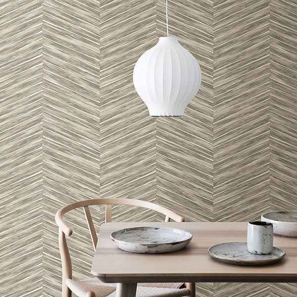 Pina Neutral Chevron Weave Wallpaper - York Wallcoverings - 2767-23775 - York Wallcoverings Wallpaper