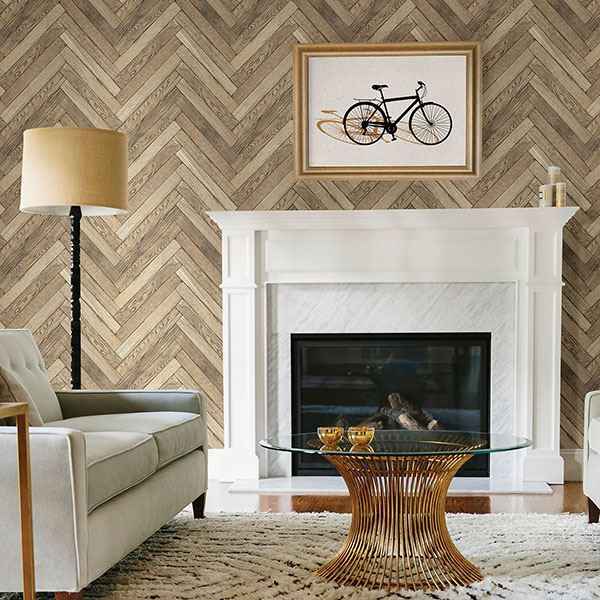 Altadena Light Brown Diagonal Wood Wallpaper - York Wallcoverings - 2767-23756 - York Wallcoverings Wallpaper