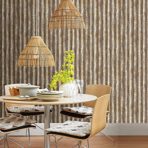 alloy-brass-corrugated-metal-wallpaper-york-wallcoverings-2767-22334 - York Wallcoverings Wallpaper
