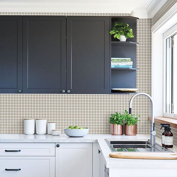tessellate-grey-glass-tile-wallpaper-york-wallcoverings-2767-23784 - York Wallcoverings Wallpaper