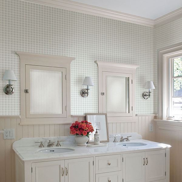 tessellate-light-blue-glass-tile-wallpaper-york-wallcoverings-2767-23786 - York Wallcoverings Wallpaper