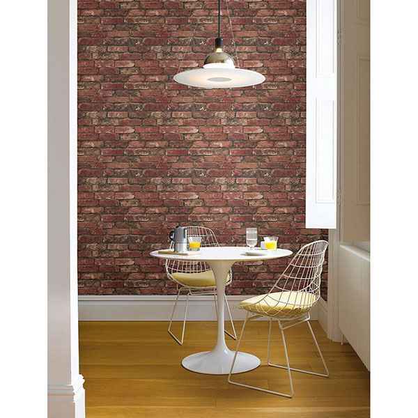 Davis Dark Red Exposed Brick Wallpaper - York Wallcoverings - 2767-21258 - York Wallcoverings Wallpaper
