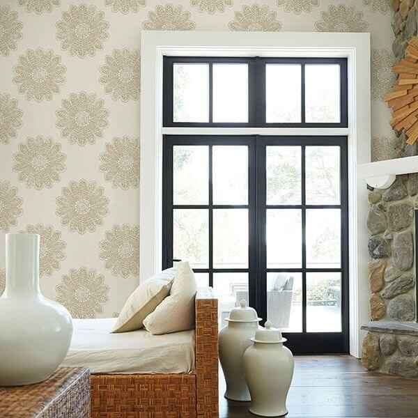 Sol Light Brown Medallion Wallpaper - York Wallcoverings - 2793-24745 - York Wallcoverings Wallpaper