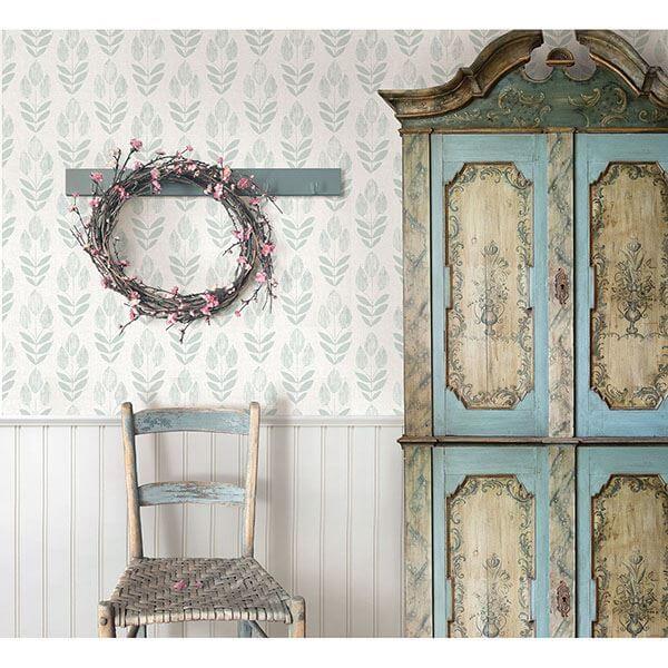 garland-teal-block-tulip-wallpaper-york-wallcoverings-3115-24472 - York Wallpaper Wallpaper