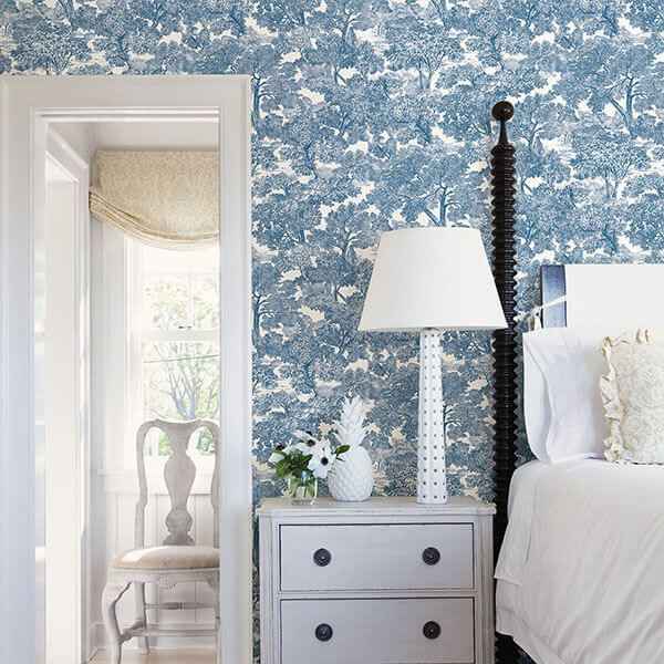 Spinney Blue Toile Wallpaper - York Wallcoverings - 3115-12543 - York Wallcoverings Wallpaper