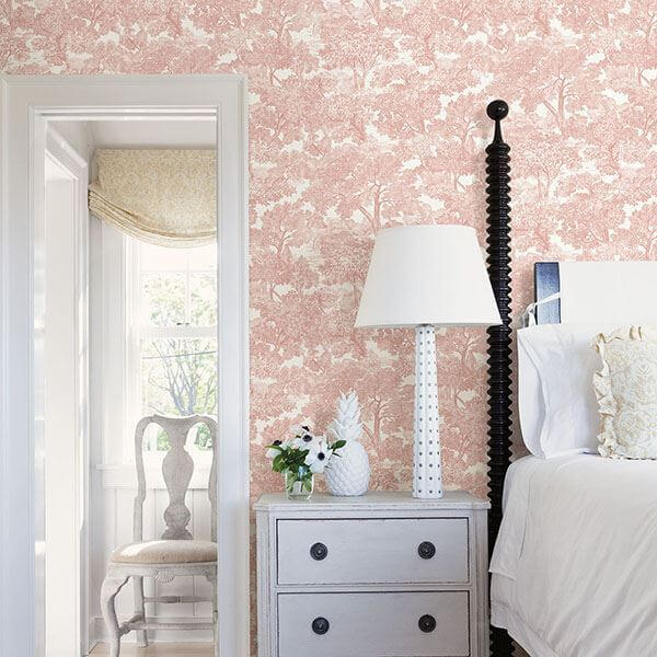 spinney-rose-rose-toile-wallpaper-york-wallcoverings-3115-12544 - York Wallcoverings Papel pintado
