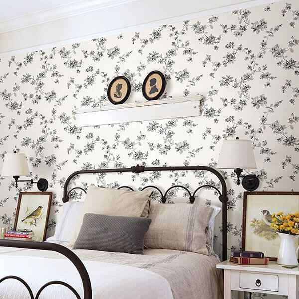 Cyrus Black Festive Floral Wallpaper - York Wallcoverings - 3115-24482 - York Wallcoverings Wallpaper