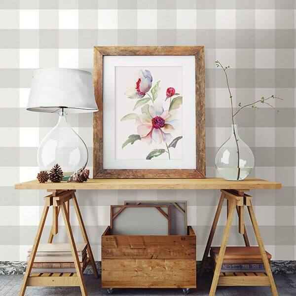 Amos Light Grey Gingham Wallpaper - York Wallcoverings - 3115-12531 - York Wallcoverings Wallpaper