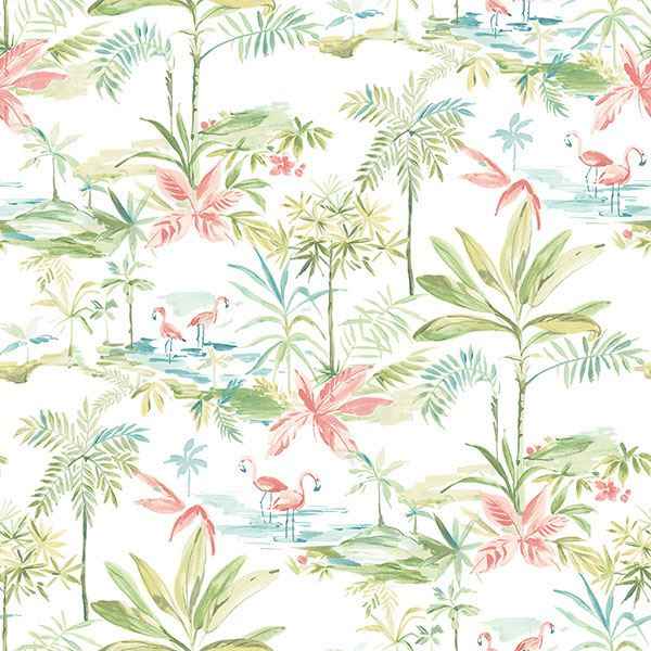Ibis Green Lagoon Wallpaper - York Wallcoverings - 2766-12071