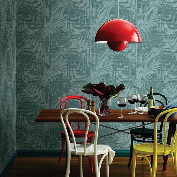 motmot-turquoise-palm-wallpaper-york-wallcoverings-2766-24400 - York Wallcoverings Wallpaper