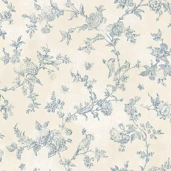 Singapore Navy Toile Wallpaper - York Wallcoverings - 2766-02192