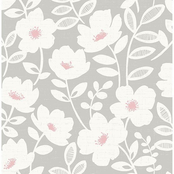 bergman-pink-scandi-flower-wallpaper-york-wallcoverings-uw24772 - York Wallpaper Wallpaper