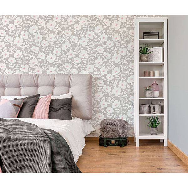 bergman-pink-scandi-flower-wallpaper-york-wallcoverings-uw24772 - York Wallpaper Wallpaper