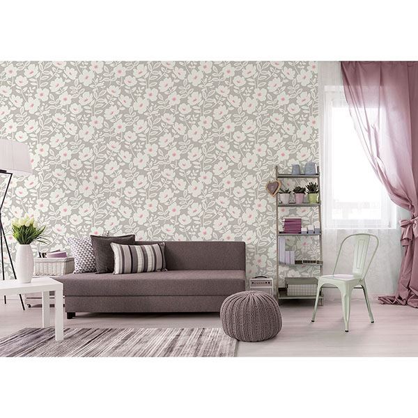bergman-pink-scandi-flower-wallpaper-york-wallcoverings-uw24772 - York Wallpaper Wallpaper