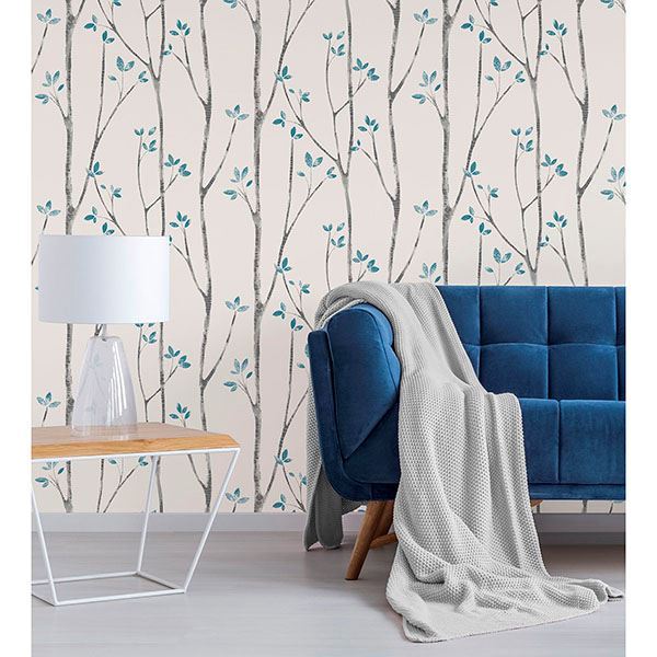 ingrid-blue-scandi-tree-wallpaper-york-wallcoverings-uw24777 - York Wallcoverings Wallpaper