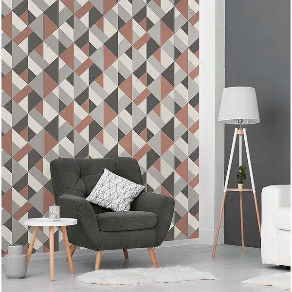 delano-copper-structured-geo-wallpaper-york-wallcoverings-uw24782 - York Wallcoverings Wallpaper