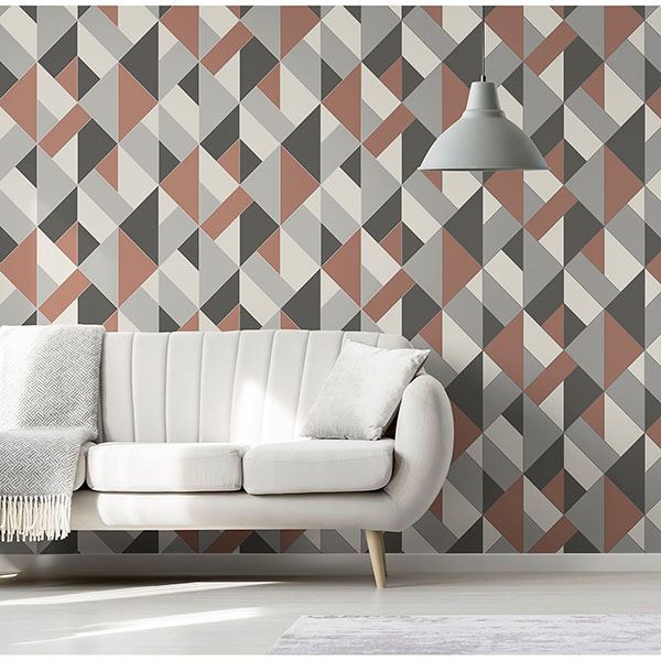 delano-copper-structured-geo-wallpaper-york-wallcoverings-uw24782 - York Wallcoverings Wallpaper