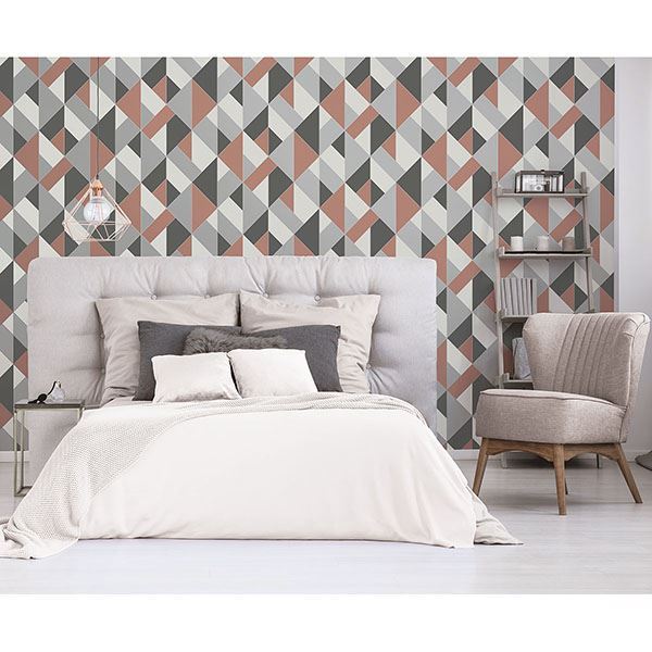 delano-copper-structured-geo-wallpaper-york-wallcoverings-uw24782 - York Wallcoverings Wallpaper