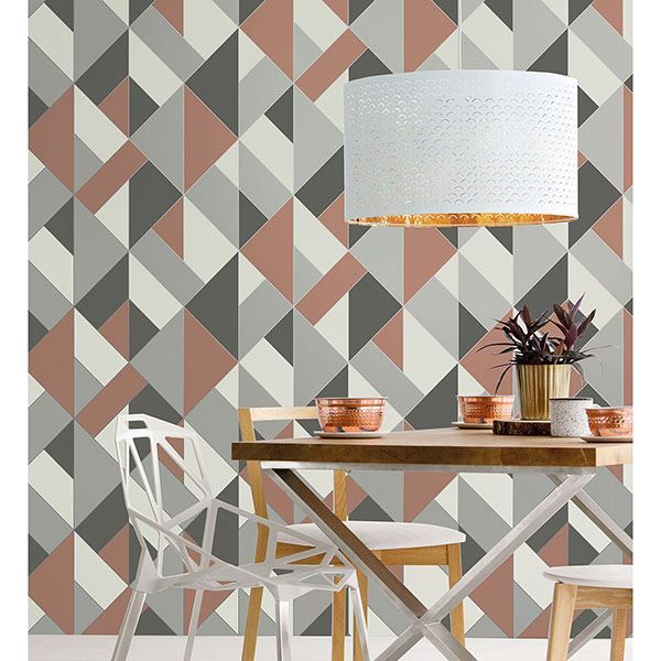 delano-copper-structured-geo-wallpaper-york-wallcoverings-uw24782 - York Wallcoverings Wallpaper