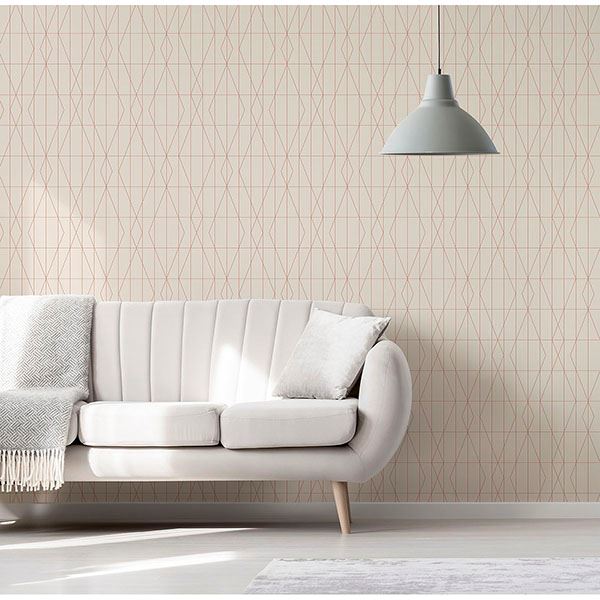 leveque-cream-deco-diamond-geo-wallpaper-york-wallcoverings-uw24787 - York Wallcoverings Wallpaper