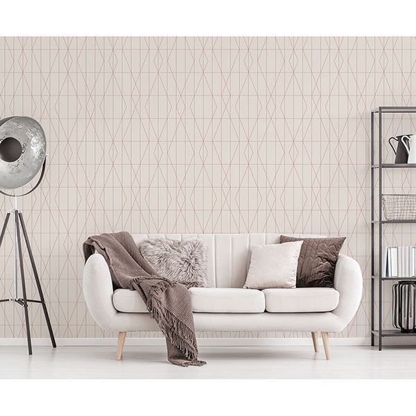 leveque-cream-deco-diamond-geo-wallpaper-york-wallcoverings-uw24787 - York Wallcoverings Wallpaper