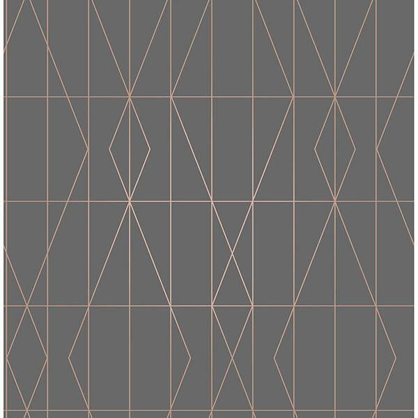 leveque-charcoal-deco-diamond-geo-wallpaper-york-wallcoverings-uw24788 - York Wallcoverings Wallpaper