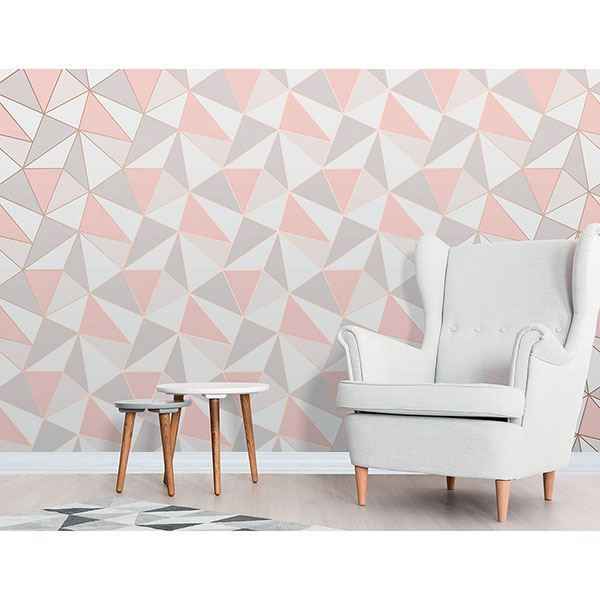 Arken Rose Gold Geometric Wallpaper - York Wallcoverings - 2900-41685 - York Wallcoverings Wallpaper