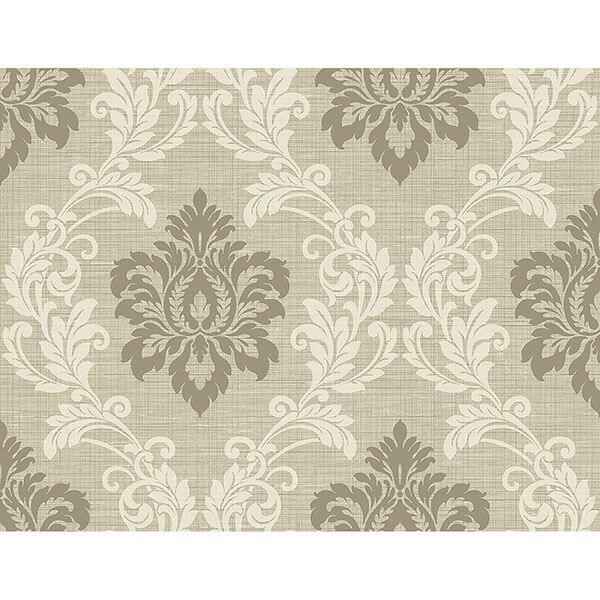 Adela Neutral Twill Damask Wallpaper - York Wallcoverings - 2765-BW40105