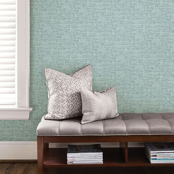 aqua-poplin-texture-peel-stick-wallpaper-york-wallcoverings-nu2919 - York Wallcoverings Wallpaper