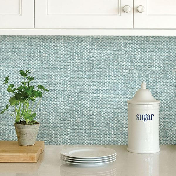 aqua-poplin-texture-peel-stick-wallpaper-york-wallcoverings-nu2919 - York Wallcoverings Wallpaper