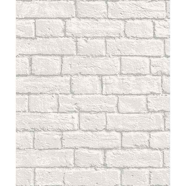 Ditmas White Brick Wallpaper - York Wallcoverings - M1038 - York Wallcoverings Wallpaper