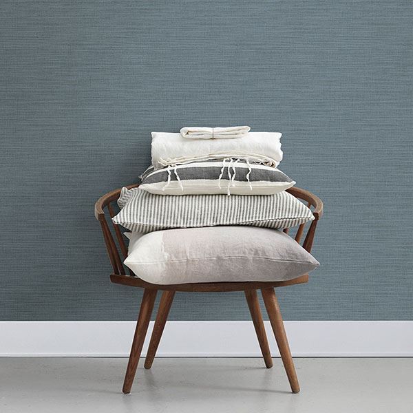 ashleigh-blue-linen-texture-wallpaper-york-wallcoverings-2812-ar40104 - York Wallcoverings Wallpaper