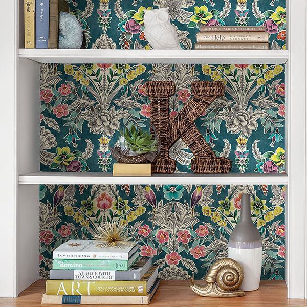 summer-love-teal-peel-stick-wallpaper-york-wallcoverings-nu3037 - York Wallcoverings Wallpaper