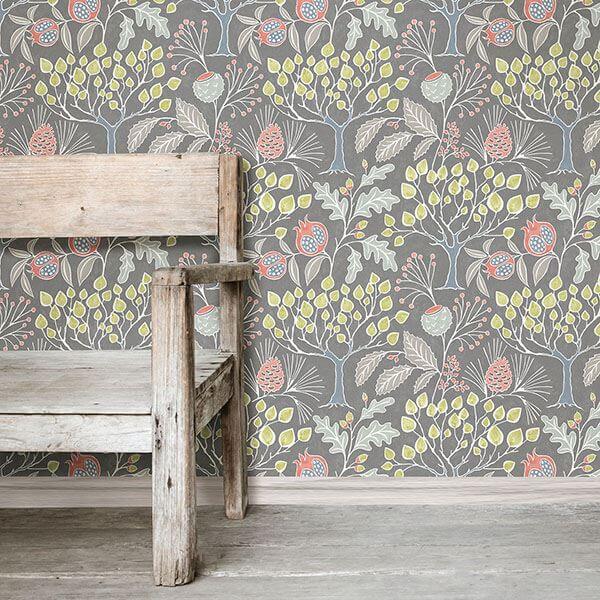 groovy-garden-grey-peel-stick-wallpaper-york-wallcoverings-nu3039 - York Wallcoverings Wallpaper