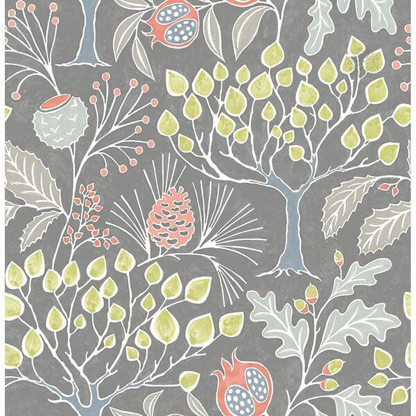 groovy-garden-grey-peel-stick-wallpaper-york-wallcoverings-nu3039 - York Wallcoverings Wallpaper