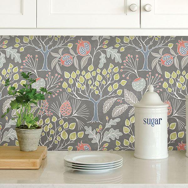 groovy-garden-grey-peel-stick-wallpaper-york-wallcoverings-nu3039 - York Wallcoverings Wallpaper