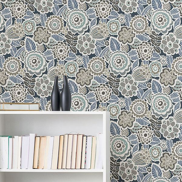 dream-on-navy-peel-stick-wallpaper-york-wallcoverings-nus3160 - York Wallcoverings Wallpaper